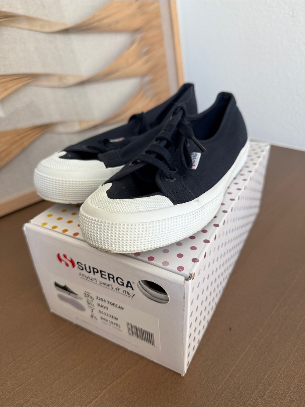 Superga Navy and White Classic Low-Top Canvas Sneakers